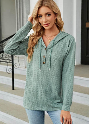 Cable-Knit Long Sleeve Hoodie - MimiStylez