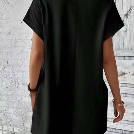 Pocketed Round Neck Short Sleeve Dress - MimiStylez