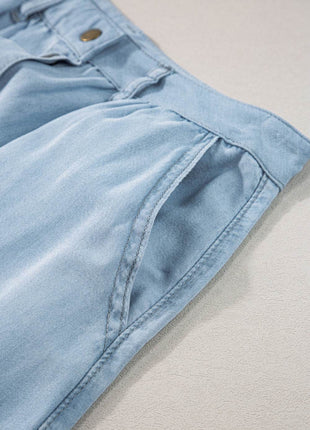 Snap Down High Waist Denim Skirt - MimiStylez