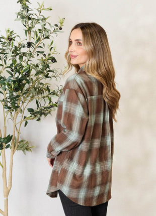 Plaid Dropped Shoulder Shirt - MimiStylez