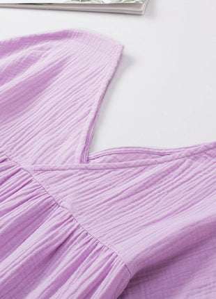 Dropped Shoulder V-Neck Blouse - MimiStylez