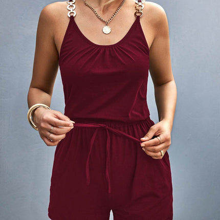Scoop Neck Romper with Pockets - MimiStylez