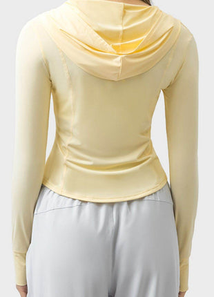 Pocketed Zip Up Hooded Long Sleeve Active Outerwear - MimiStylez