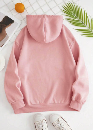 Drawstring Dropped Shoulder Hoodie - MimiStylez