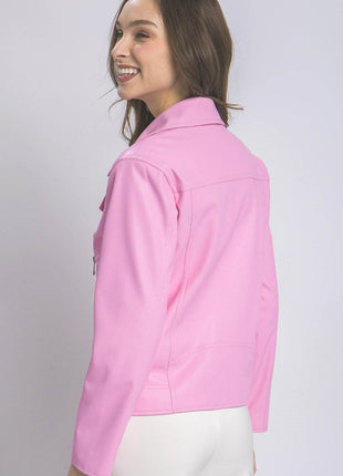 Love Tree Collared Neck Zip Up Jacket - MimiStylez