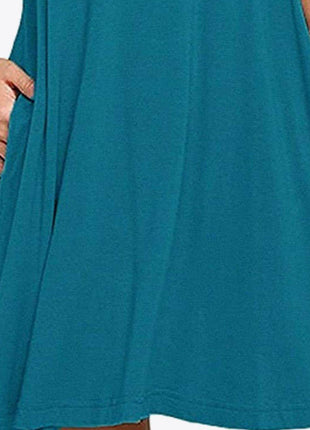 Full Size Round Neck Sleeveless Dress with Pockets - MimiStylez