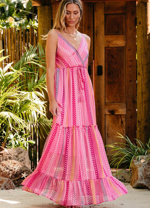 Printed Surplice Maxi Cami Dress - MimiStylez