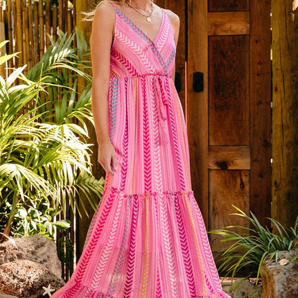 Printed Surplice Maxi Cami Dress - MimiStylez