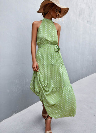 Printed Sleeveless Tie Waist Maxi Dress - MimiStylez