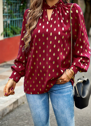 Blusa com decote falso e manga lanterna