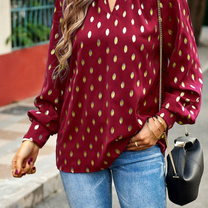 Blusa com decote falso e manga lanterna
