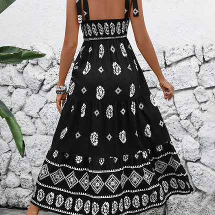 Printed Square Neck Maxi Cami Dress - MimiStylez