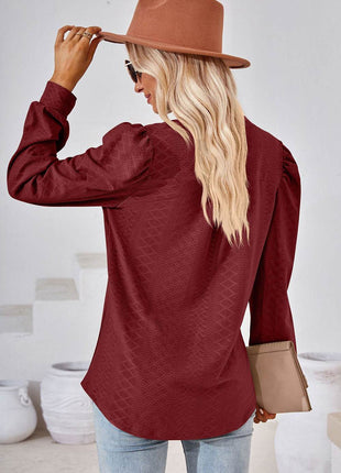 Notched Long Sleeve T-Shirt - MimiStylez