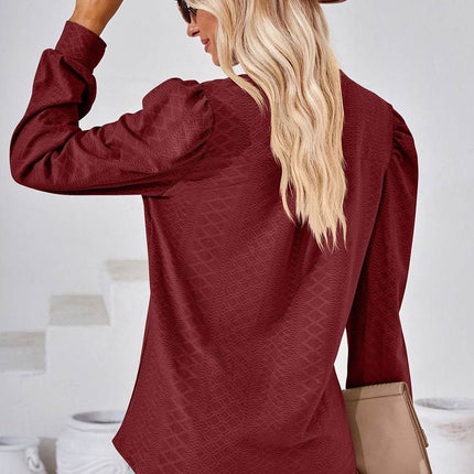 Notched Long Sleeve T-Shirt - MimiStylez