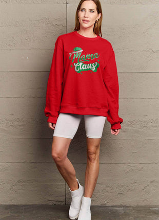 Simply Love Full Size MAMA CLAUS Round Neck Sweatshirt - MimiStylez