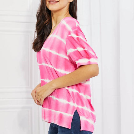 Yelete Full Size Oversized Fit V-Neck Striped Top - MimiStylez