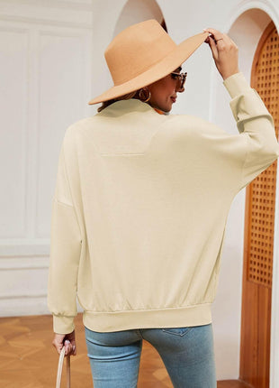 Half-Zip Dropped Shoulder Sweatshirt - MimiStylez