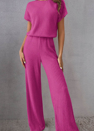 Round Neck Short Sleeve Jumpsuit - MimiStylez