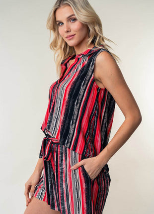 White Birch Full Size High Waisted Striped Shorts - MimiStylez