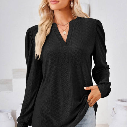 Notched Long Sleeve T-Shirt - MimiStylez