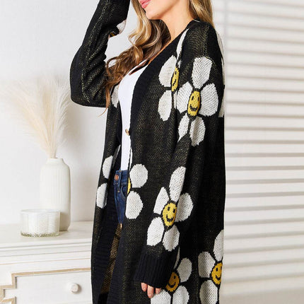 Floral Button Down Longline Cardigan - MimiStylez