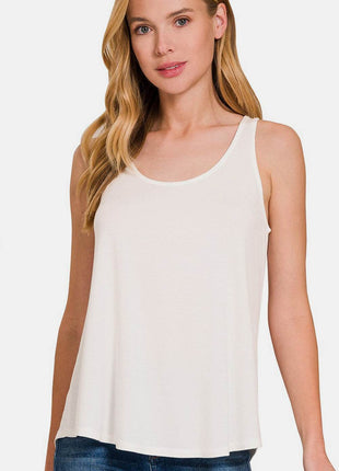 Zenana Round Neck Flowy Hem Tank - MimiStylez