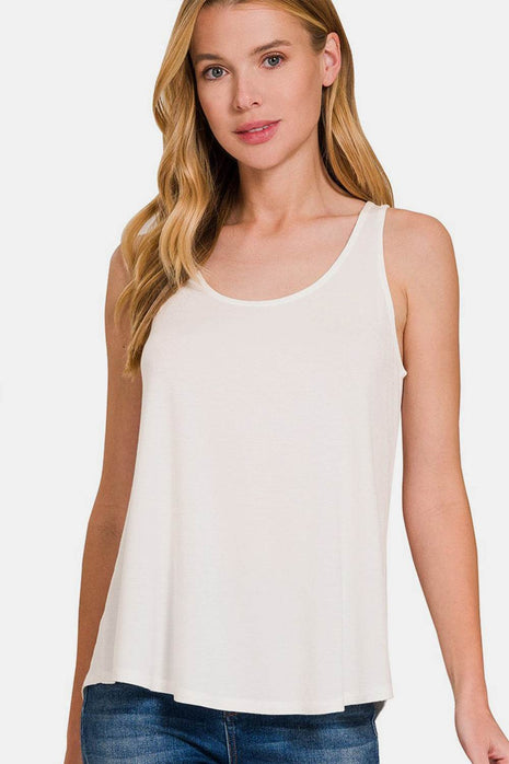 Zenana Round Neck Flowy Hem Tank - MimiStylez