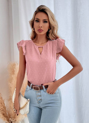 Swiss Dot Cap Sleeve Blouse - MimiStylez