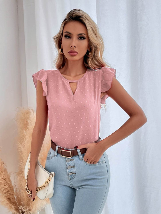 Swiss Dot Cap Sleeve Blouse - MimiStylez