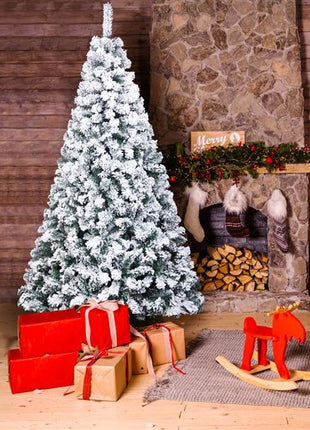 6FT Flocked Christmas Tree, 750 Branches, Automatic Tree