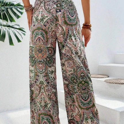 Printed Wide Leg Pants - MimiStylez
