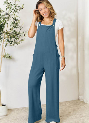 Double Take Full Size Wide Strap Overall with Pockets - MimiStylez