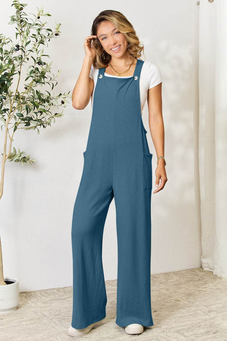 Double Take Full Size Wide Strap Overall with Pockets - MimiStylez