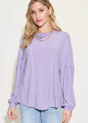 Basic Bae Full Size Ribbed Round Neck Long Sleeve T-Shirt - MimiStylez