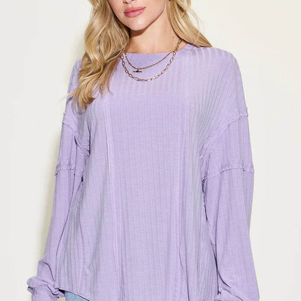 Basic Bae Full Size Ribbed Round Neck Long Sleeve T-Shirt - MimiStylez