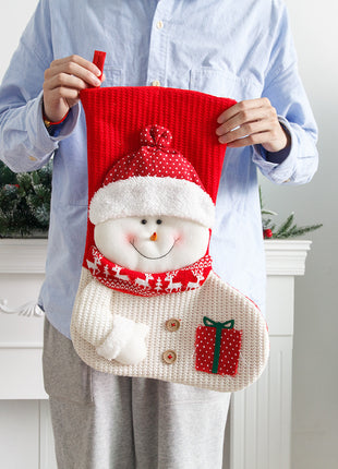 Large Knitted Christmas Stocking Gift Bag