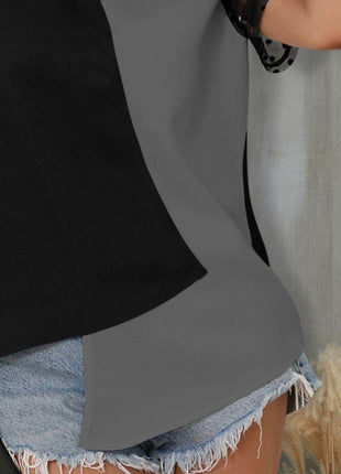 Color Block Notched Short Sleeve T-Shirt - MimiStylez