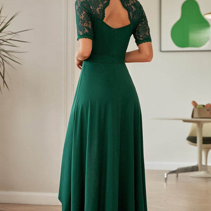Lace Cutout V-Neck Short Sleeve Dress - MimiStylez
