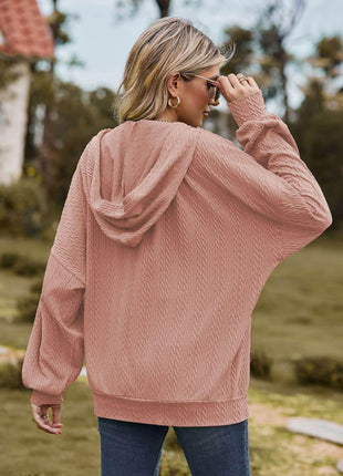 Cable-Knit Long Sleeve Hooded Jacket - MimiStylez