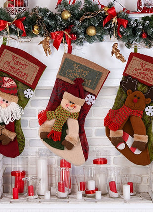 Christmas Stocking Socks Snowman Santa Elk