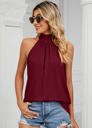 Gathered Detail Tied Sleeveless Top - MimiStylez