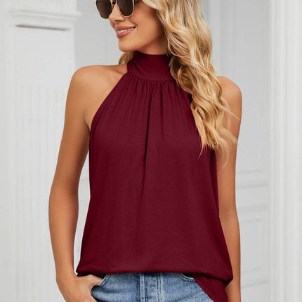Gathered Detail Tied Sleeveless Top - MimiStylez