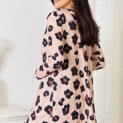 Double Take Printed Button Front Longline Cardigan - MimiStylez