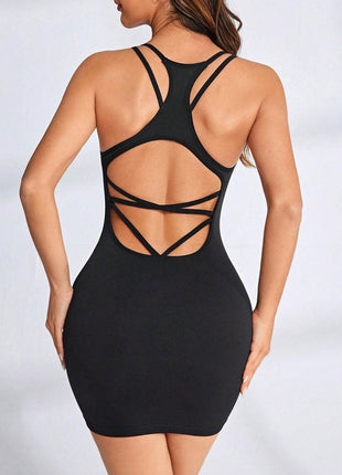 Crisscross Scoop Neck Active Dress - MimiStylez