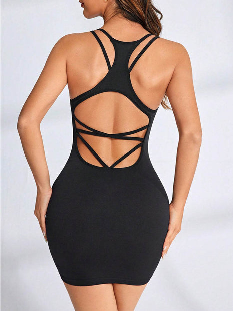 Crisscross Scoop Neck Active Dress - MimiStylez