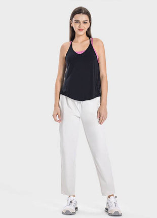 Slit Spaghetti Strap Scoop Neck Active Cami - MimiStylez