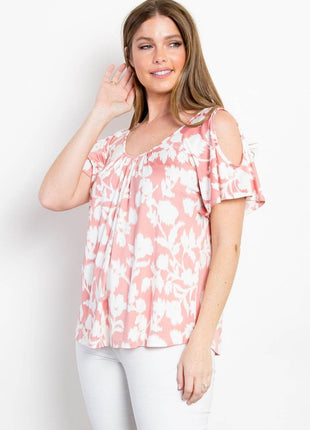 Be Stage Foral Cold Shoulder Top - MimiStylez