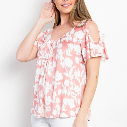Be Stage Foral Cold Shoulder Top - MimiStylez