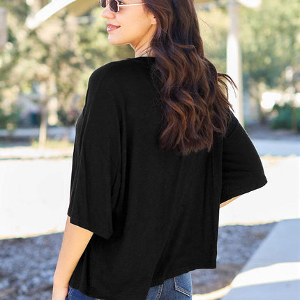 Basic Bae Full Size Round Neck Drop Shoulder T-Shirt - MimiStylez