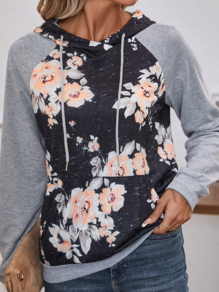 Printed Raglan Sleeve Hoodie